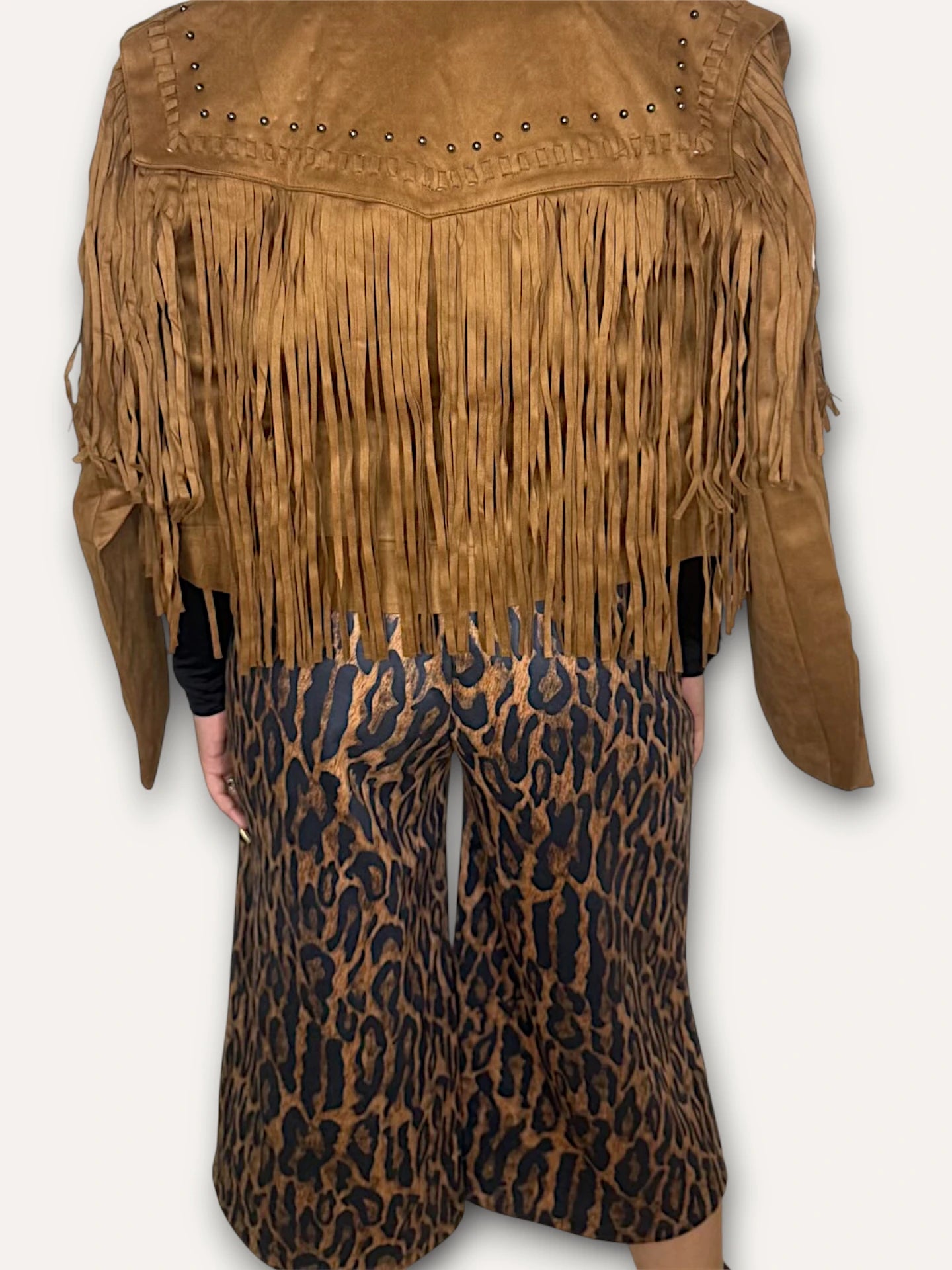 Chaqueta Flecos Camel