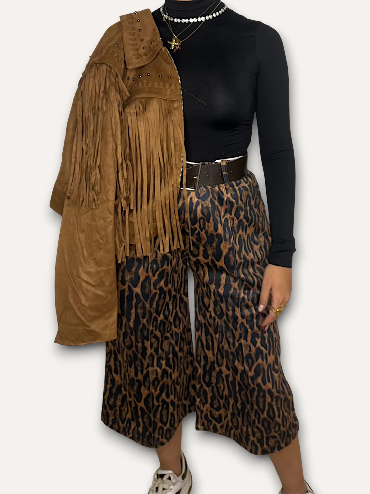 Chaqueta Flecos Camel