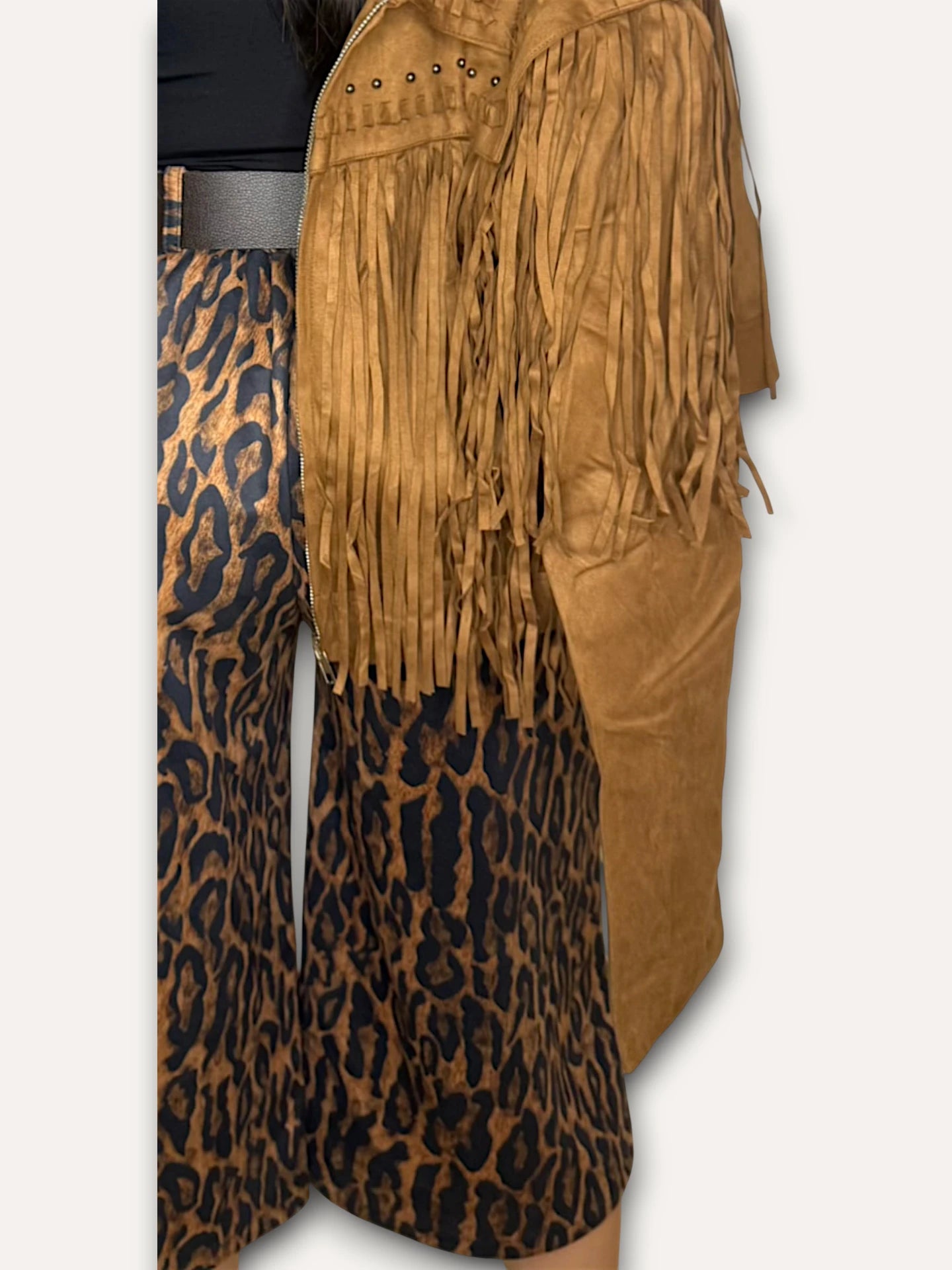 Chaqueta Flecos Camel