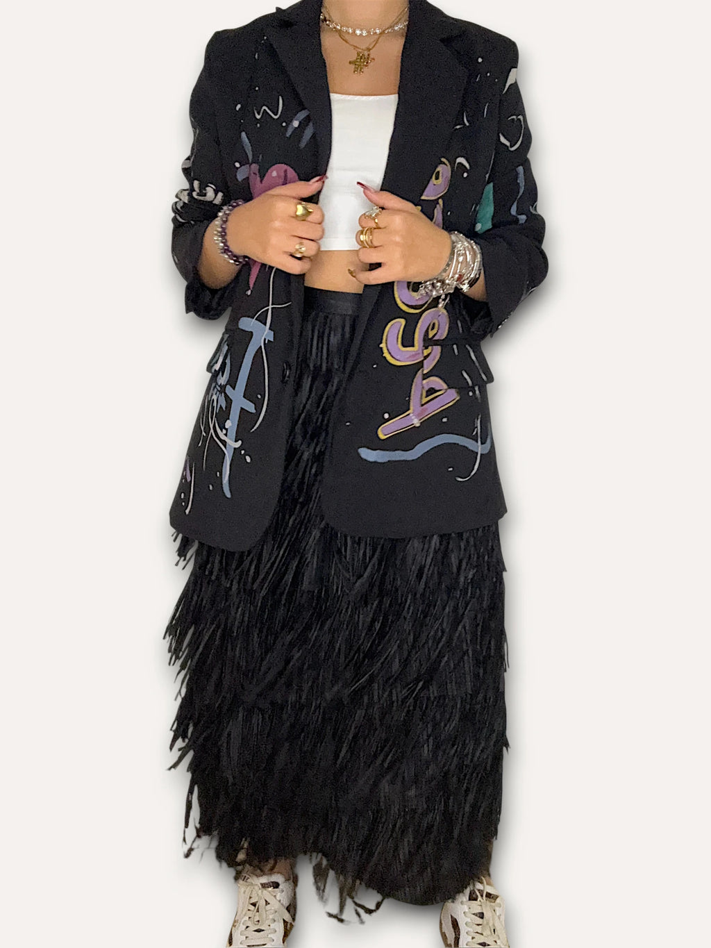 Falda Flecos Negra