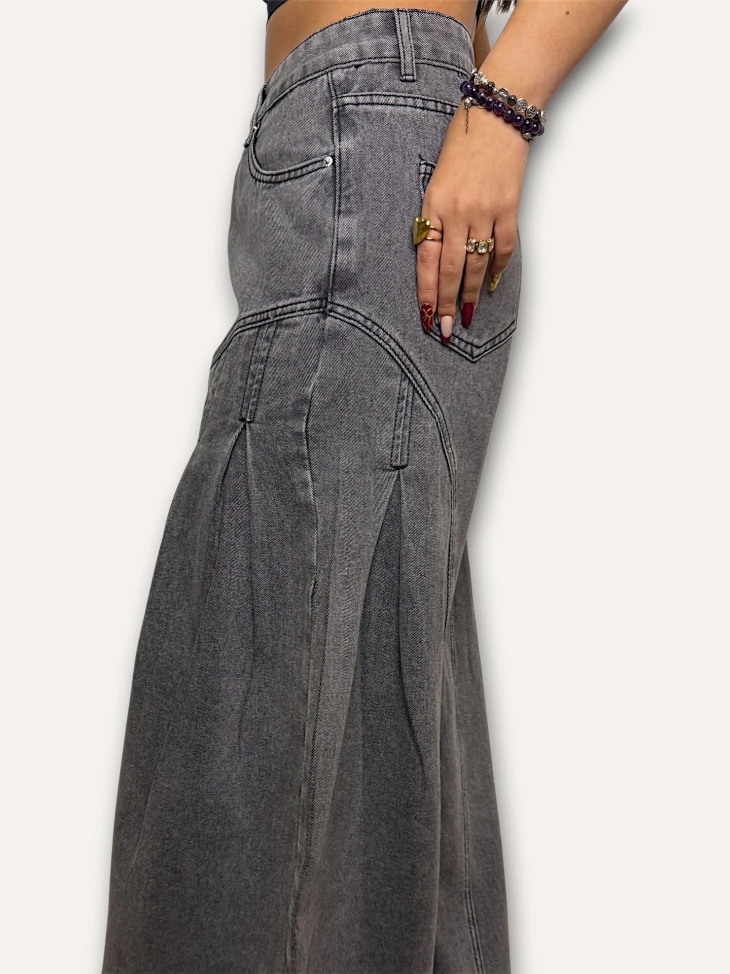 Pantalón Vaquero Gris Pata de Elefante