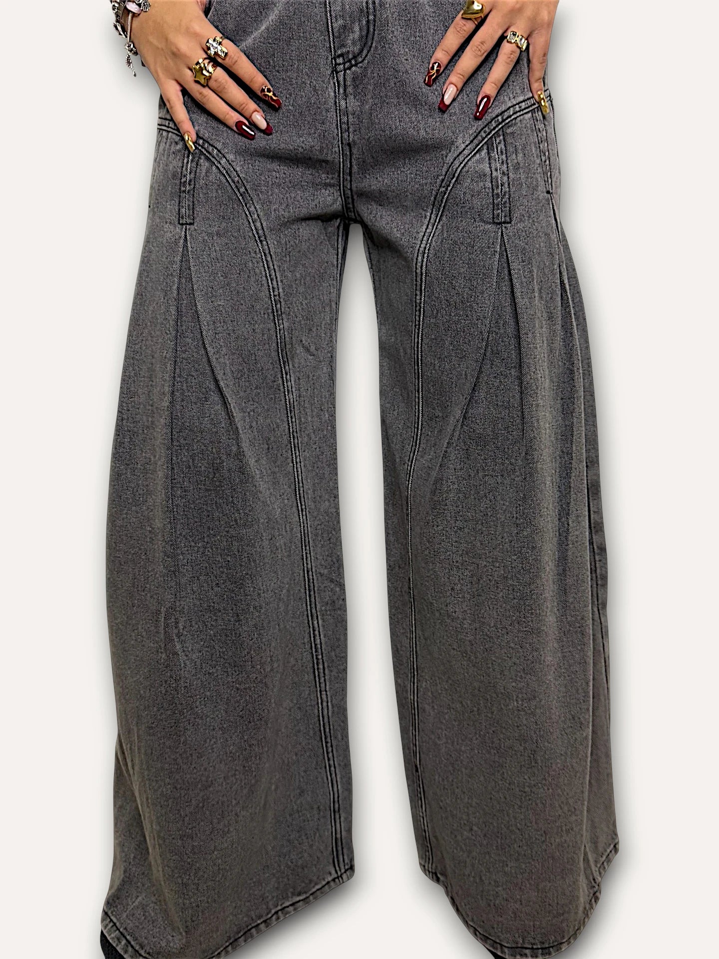 Pantalón Vaquero Gris Pata de Elefante