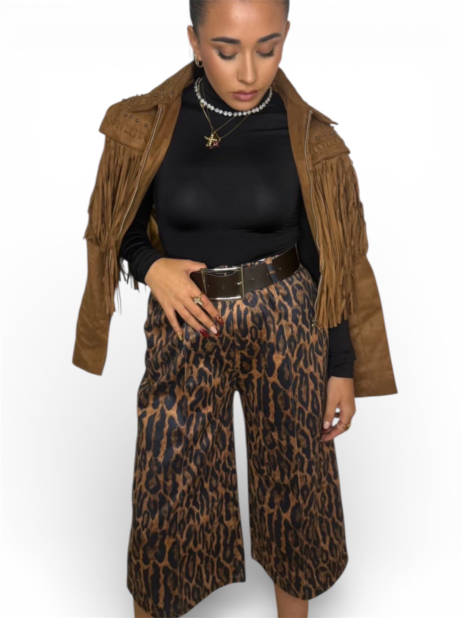 Pantalon culotte leopardo